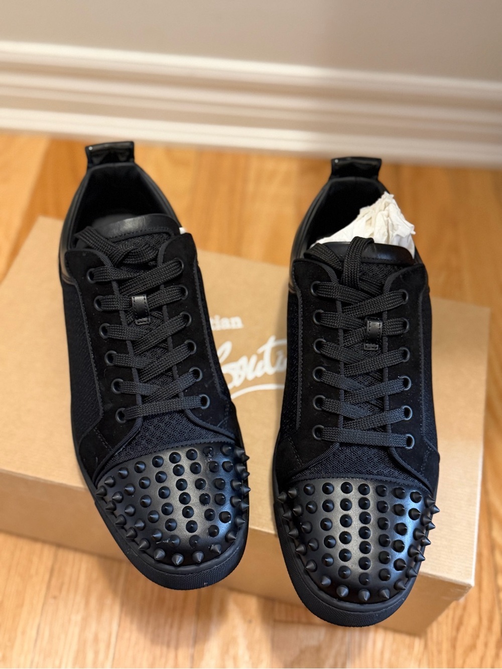 Christian Louboutin Black Studded Low-Top Sneakers